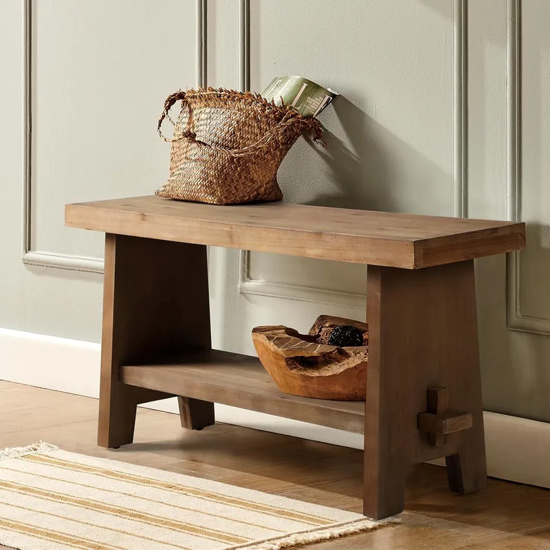 HOKYHOKY Solid Wood Entryway Bench – 31.5 inch